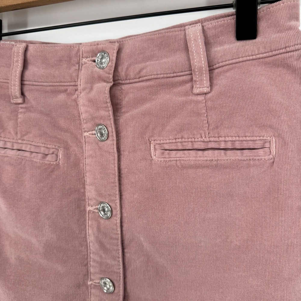 7 FOR ALL MANKIND MAUVE PINK BUTTON DOWN‎ CORDUROY MINI SKIRT SZ 25 NWT - Picture 2 of 7